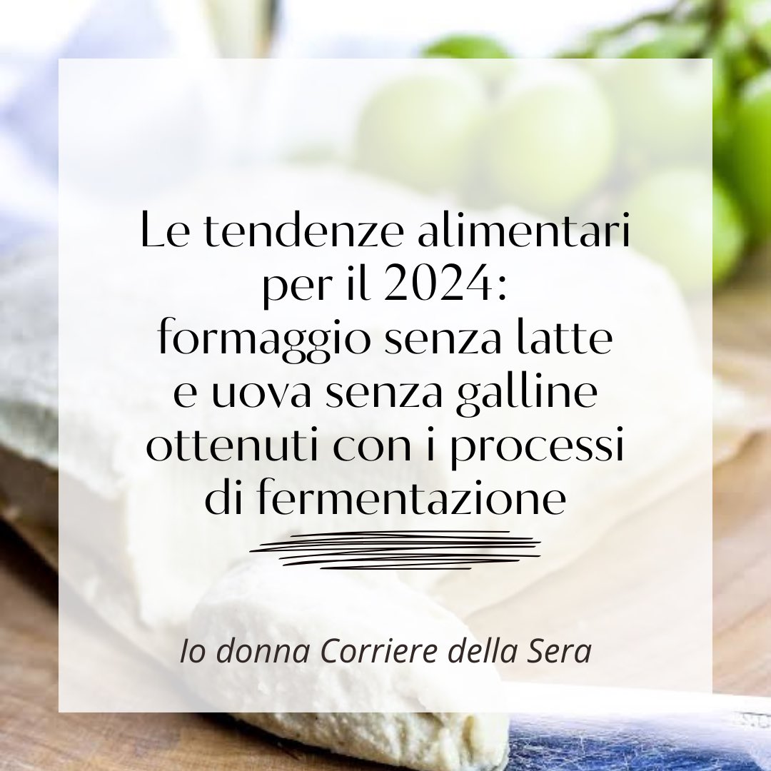Tra le tendenze alimentari del 2024, le proteine alternative come i formaggi senza latte e le uova senza galline. Sono ottenuti con i processi di fermentazione, che sfruttano i microrganismi. @IOdonna @Corriere iodonna.it/benessere/diet…