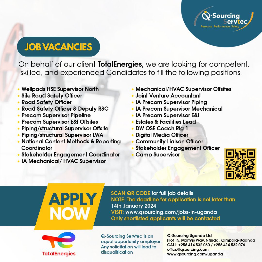 Several Opportunities at Total Energies Uganda.