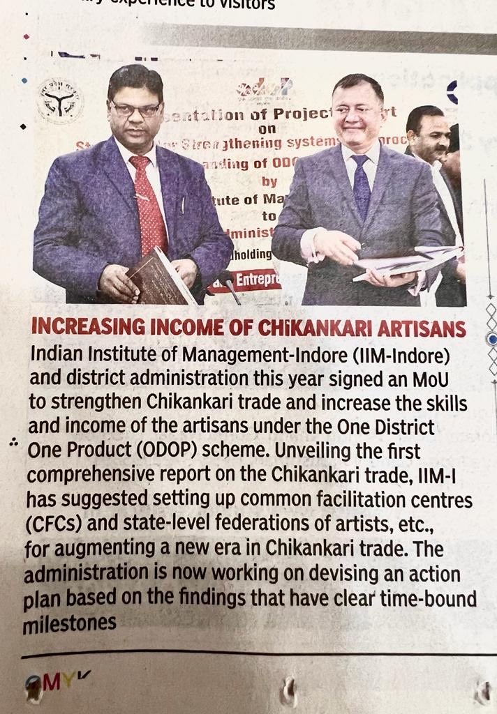Times of India 30.12.23 IIM Indore and District Administration Lucknow