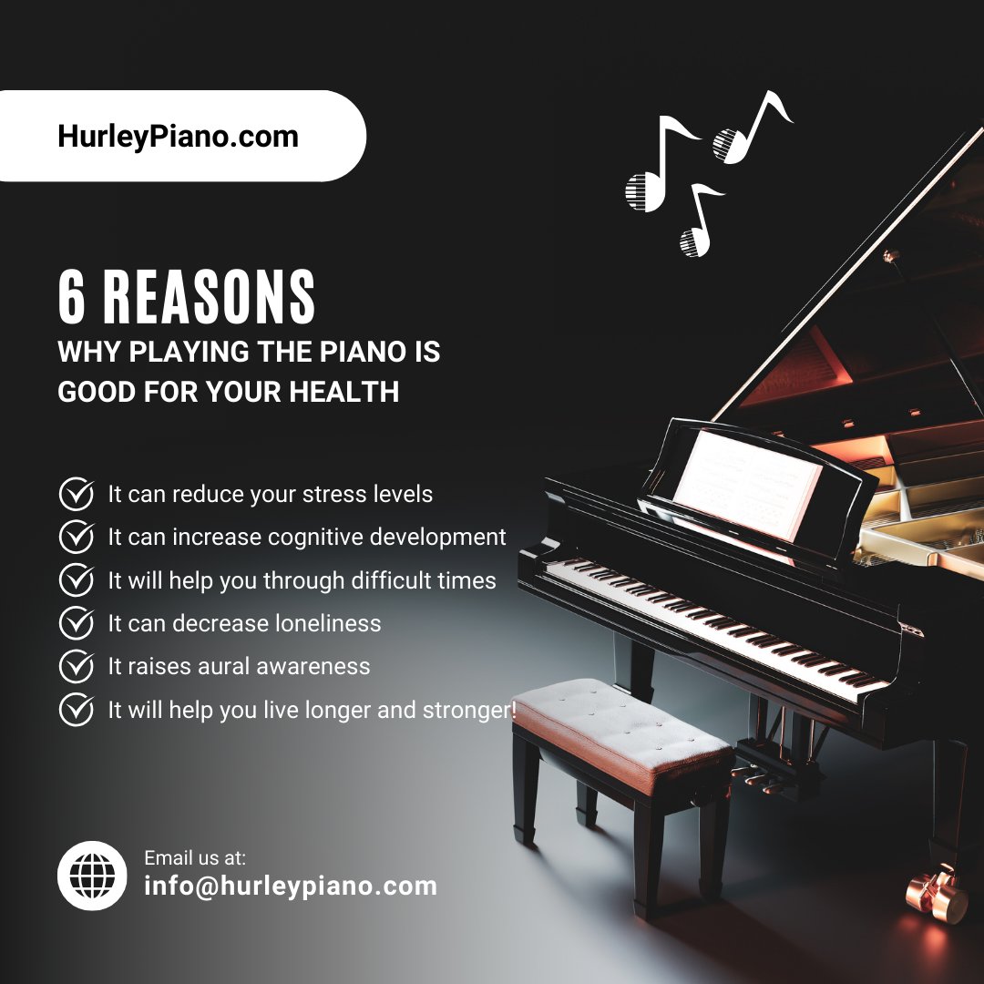HurleyPiano's tweet image. Did you know that playing the piano can actually have some incredible health benefits? 🎵

Call us at (631) 523-5853 for more information!

E-mail us at info@hurleypiano.com for further information!

#PlayTheKeys #PianoLove #MusicNotes #PianoSkills #PianoPractice #PianoArt