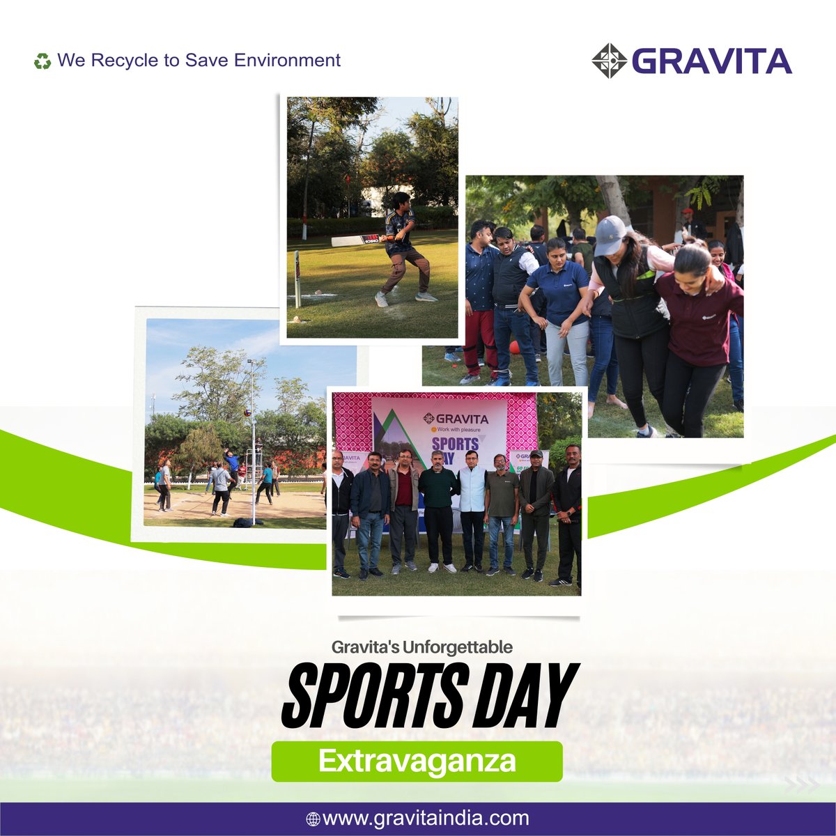 GravitaIndiaLtd's tweet photo. At Gravita, we believe in the perfect blend of work and pleasure. Every day is an opportunity to create a healthy and blissful environment, and our Sports Day was just one of the many ways we achieve that.
#GravitaSportsDay #WorkWithPleasure #HealthyHustle https://t.co/ll6UWEtnDt