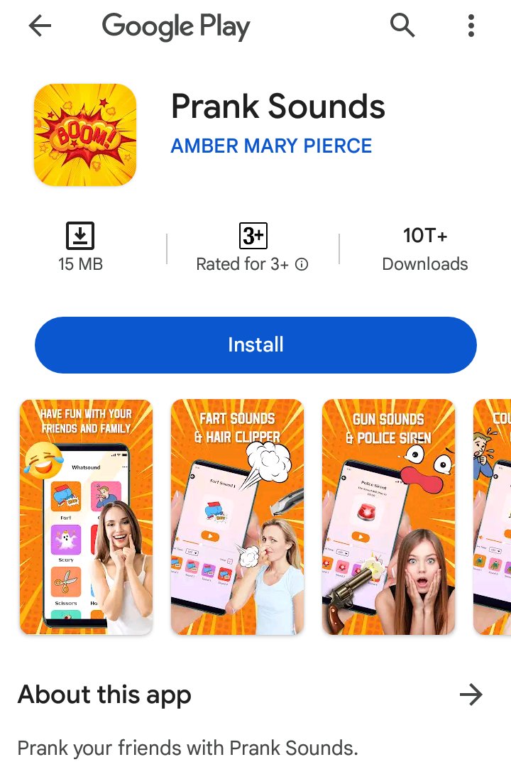 SecneurX's tweet photo. We detected more #Malicious #Joker #apps on
@GooglePlay @GooglePlayBiz

Joker on Google Play
With 10,000+downloads
https://t.co/mhiTjckMyv
App Name - Prank Sounds

#Trojan #Malware #Joker #playstore  #cybersecurity #ThreatHunting #infosec #Android https://t.co/jOUgllDRIf