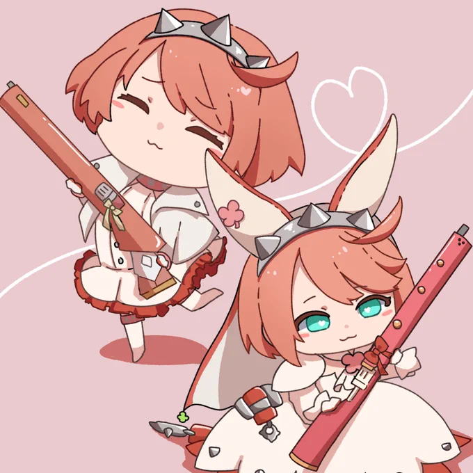 年末SD絵リク④新旧エル(銃所持) 