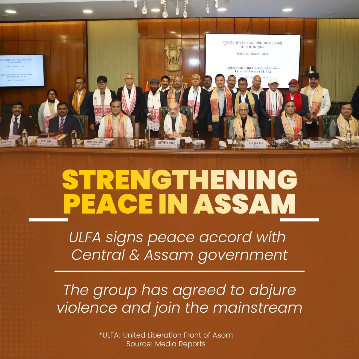 TVG_BJP's tweet photo. A new dawn of peace in Assam!
Under PM Shri @narendramodi Ji's visionary leadership ULFA, the oldest insurgent group of Assam, agreed to abandon violence and integrate into mainstream society.
#ModiUshersPeaceInAssam
#ModiHaiToMumkinHai https://t.co/iKsHp3h1y7