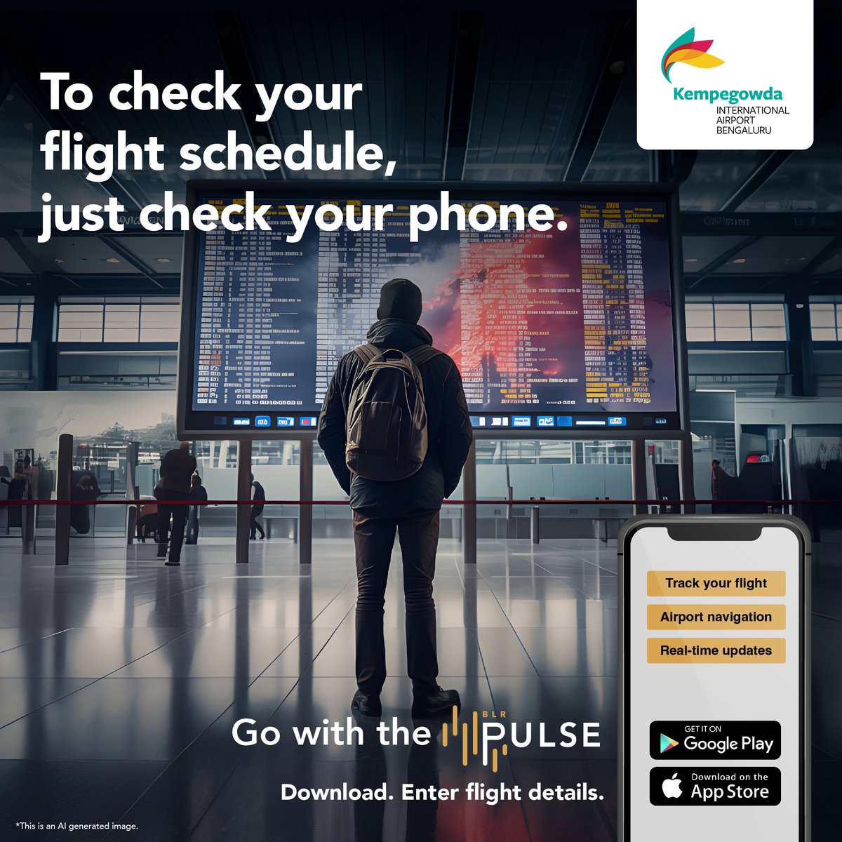 BLRAirport's tweet photo. Use the BLR Pulse App to know your flight schedule right at your fingertips! This and many more features on the App makes it your perfect travel buddy. Go with the PULSE, download the App now.
To know more click the link - https://t.co/d0FHrMgKh5
#BLRAirport #BLRPulse #BLRAirportApp