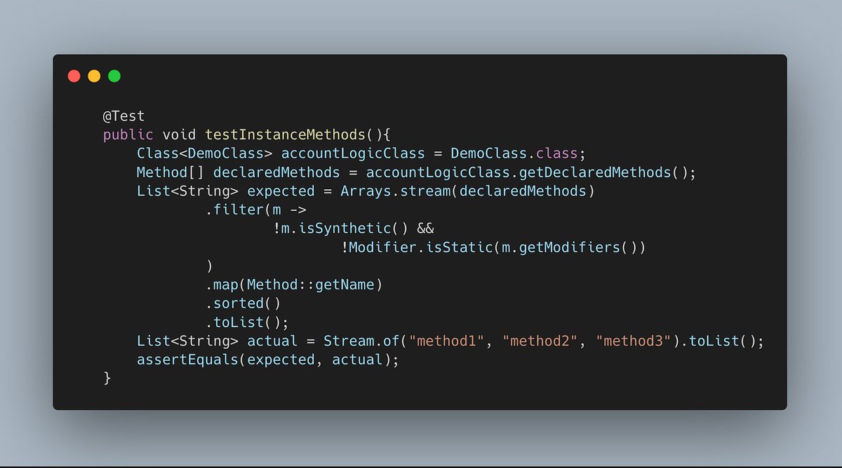 immishrasuraj's tweet image. Getting Instance Methods of Class in Java
- We can use reflection to get all the declared methods inside the class. getDeclaredMethods() function precisely returns that.
#java #reflection #instancemethods