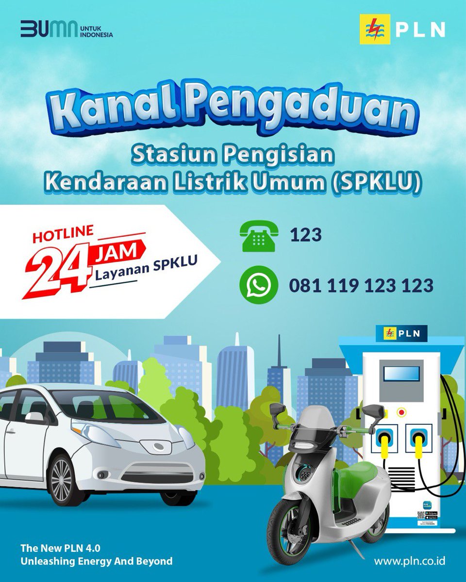 Hai Electrizen, Mau Liburan Natal dan Tahun Baru pakai Mobil Listrik? Gak usah ragu dan Gak usah takut karna sudah banyak SPKLU dimana-mana, jika punya pertanyaan dan kendala seputar SPKLU selain ke contact center 123 sekarang juga dapat menghubungi 081 119 123 123 (Whatsapp