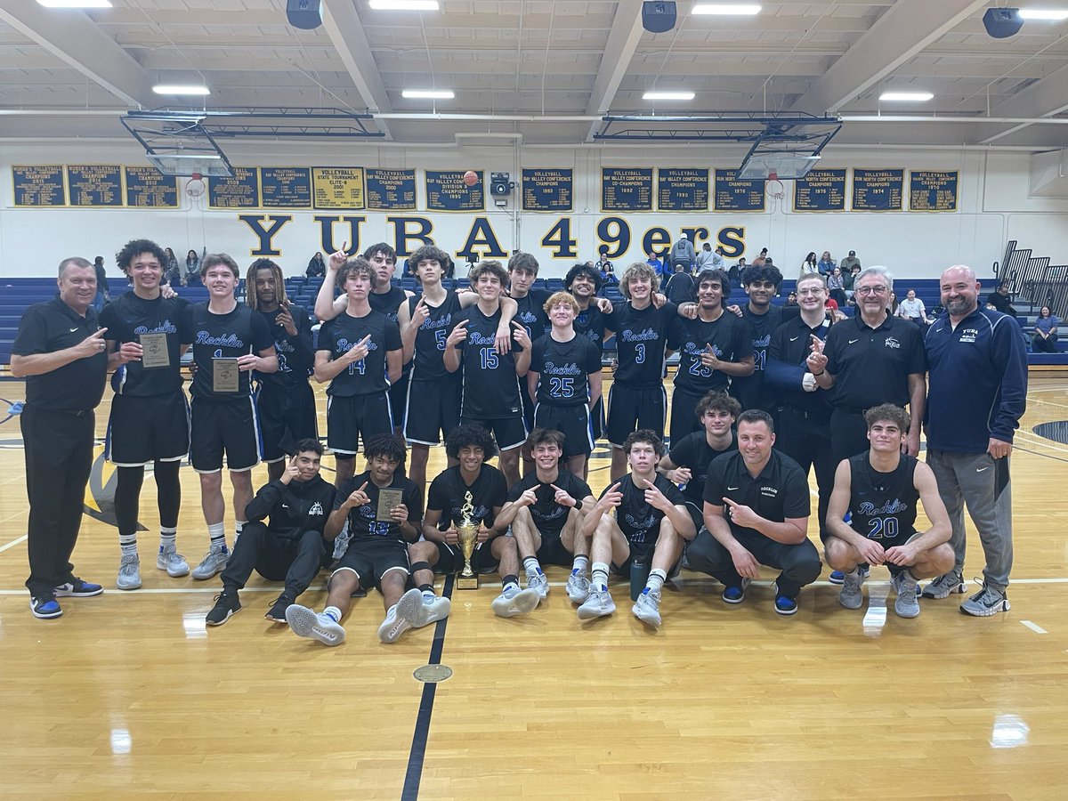 Rocklin finished the non-conference undefeated at 18-0 with their third tournament title in 3 tries by defeating El Capitan 78-36 to win the Coach Corn Classic at Yuba College. @kanyonrice @ielston2024 @jodeedrews were All Tournament and @marklavrenov_ was named MVP. #BoltUp 🏀