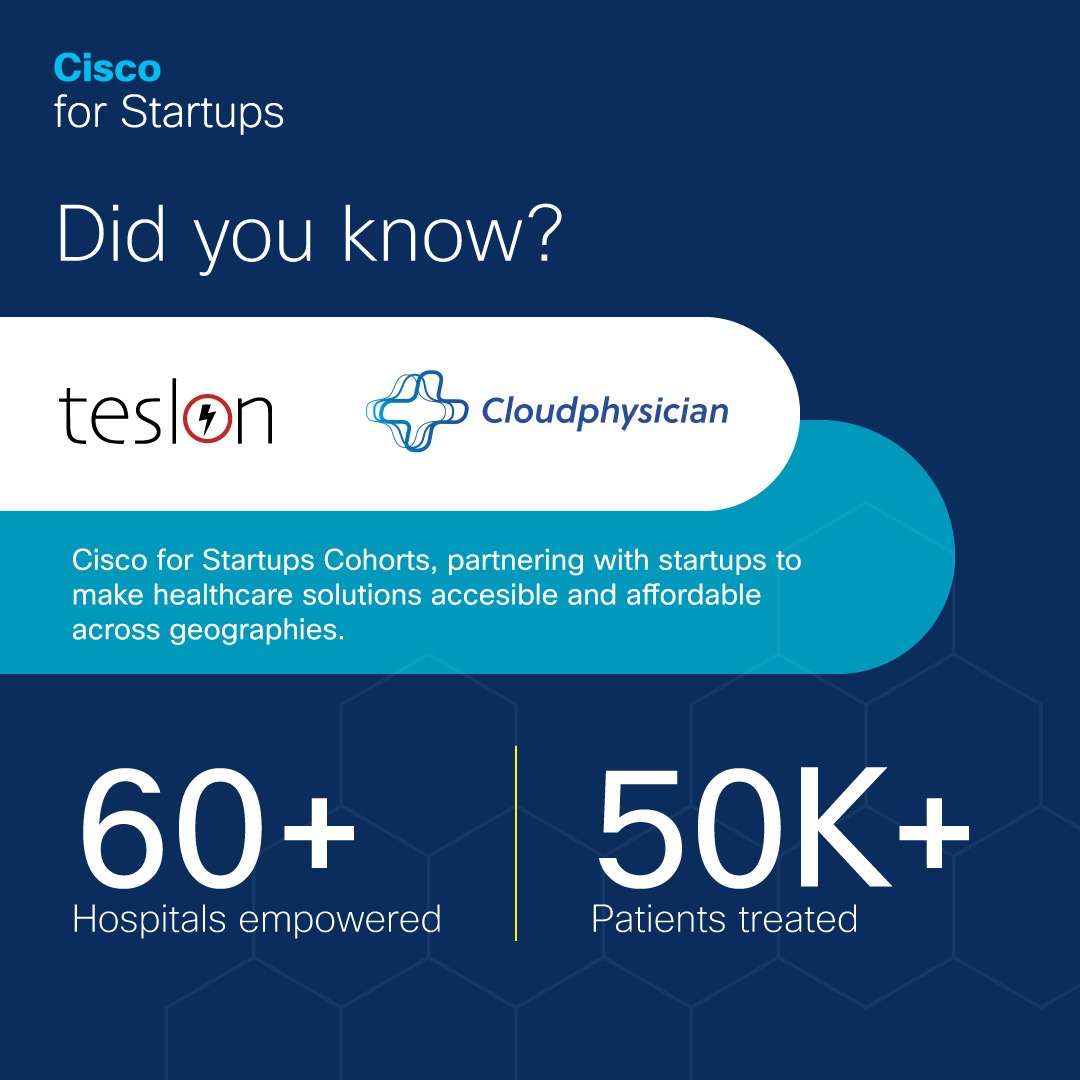 Cisco for Startups (@ciscostartups) on Twitter photo Cisco for Startups alumni Teslon and Cloudphysician have extended a compassionate touch to healthcare innovation. They've transformed 60+ hospitals, touching the lives of 50,000+ patients.  #CiscoForStartups #HealthcareInnovation #GlobalImpact Cisco for Startups alumni Teslon and Cloudphysician have extended a compassionate touch to healthcare innovation. They've transformed 60+ hospitals, touching the lives of 50,000+ patients.  #CiscoForStartups #HealthcareInnovation #GlobalImpact