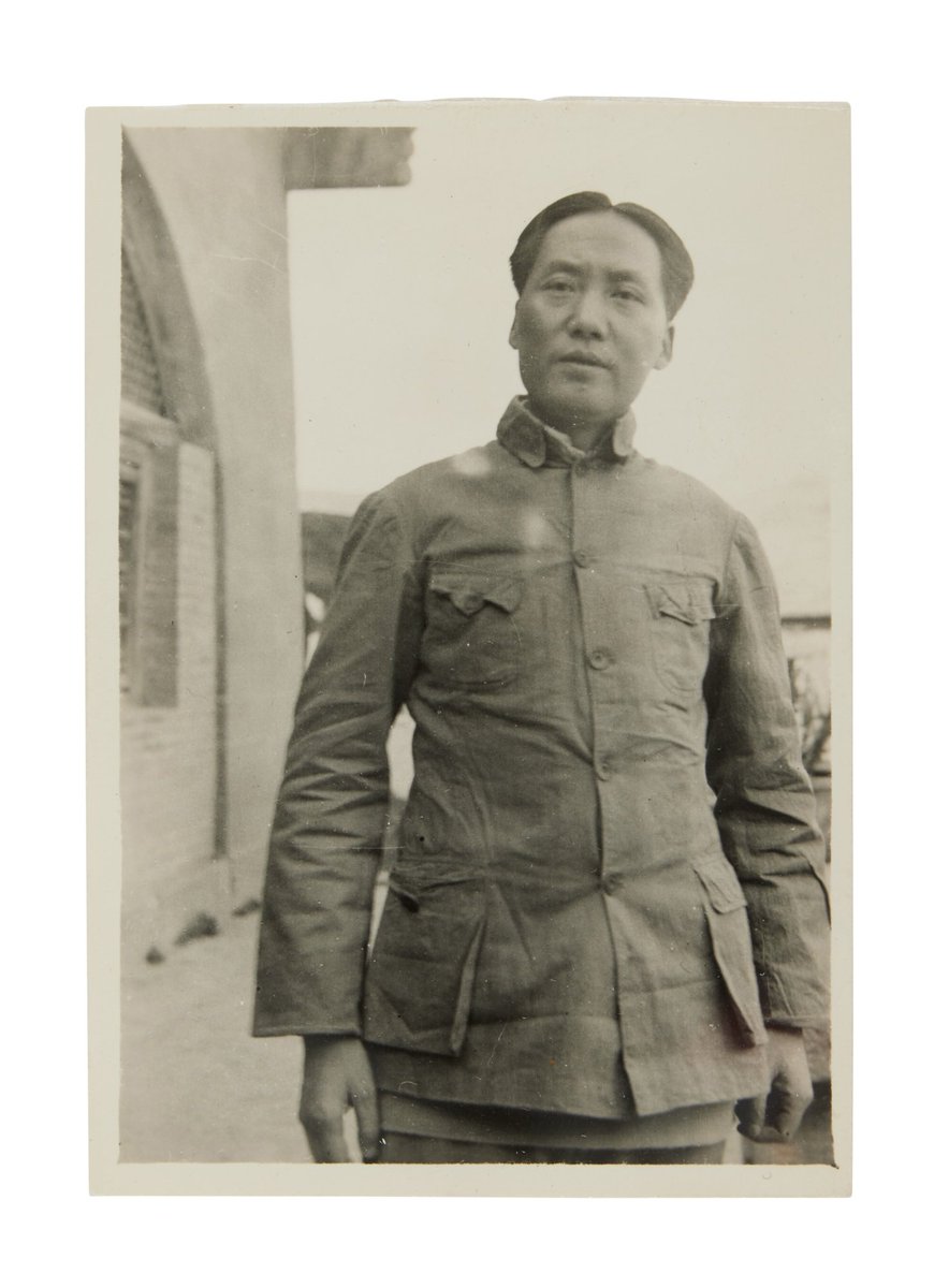 Maoistposting's tweet photo. Chairman Mao with Evans F. Carlson, and a picture (recto and verso) of Mao with a dedication to Carlson, Yan'an, 1937.

From the personal papers of Carlson, which was sold by his descendants at Sotheby's in 2023. https://t.co/DWjwJW7XcR