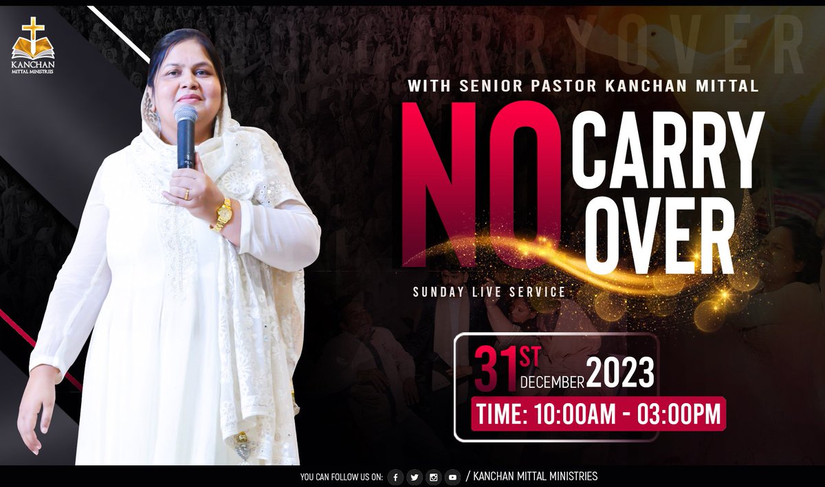 pastorkanchan's tweet image. No CarryOver Sunday Live Service is here! The last Sunday Service of the year. This day all the things, connections, and anything that is not from God will depart from your life and a new beginning will be your portion. 

#KanchanMittalMinistries #KMMLive #OnlineChurch #Sunday