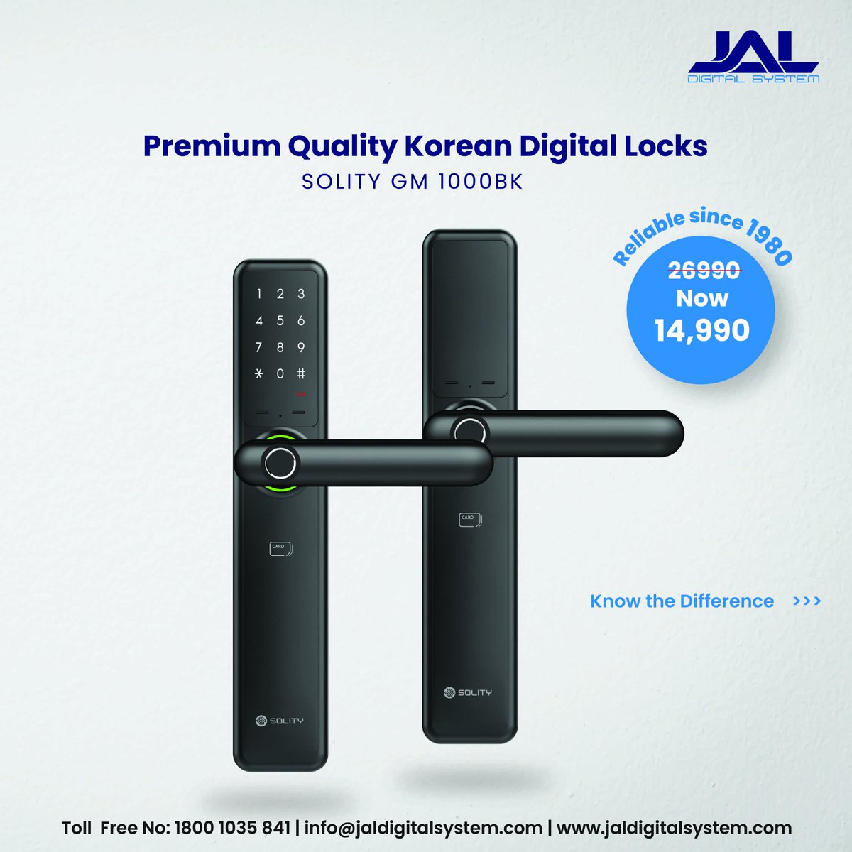DigitalJal's tweet image. Toll Free No: 1800 103 5841
Email: info@digitalsystem.com
Website: jaldigitalsystem.com

#safety #digitallocks #NoMoreKeys #digitallock #jaldigitalsystem #smartlocks