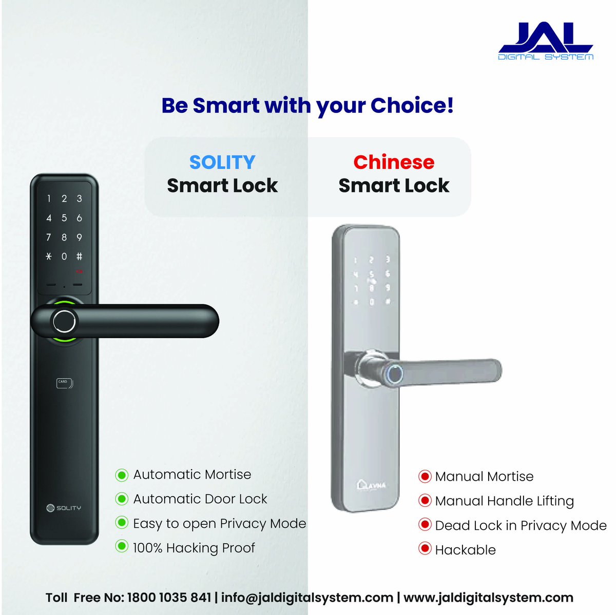 DigitalJal's tweet image. Toll Free No: 1800 103 5841
Email: info@digitalsystem.com
Website: jaldigitalsystem.com

#safety #digitallocks #NoMoreKeys #digitallock #jaldigitalsystem #smartlocks