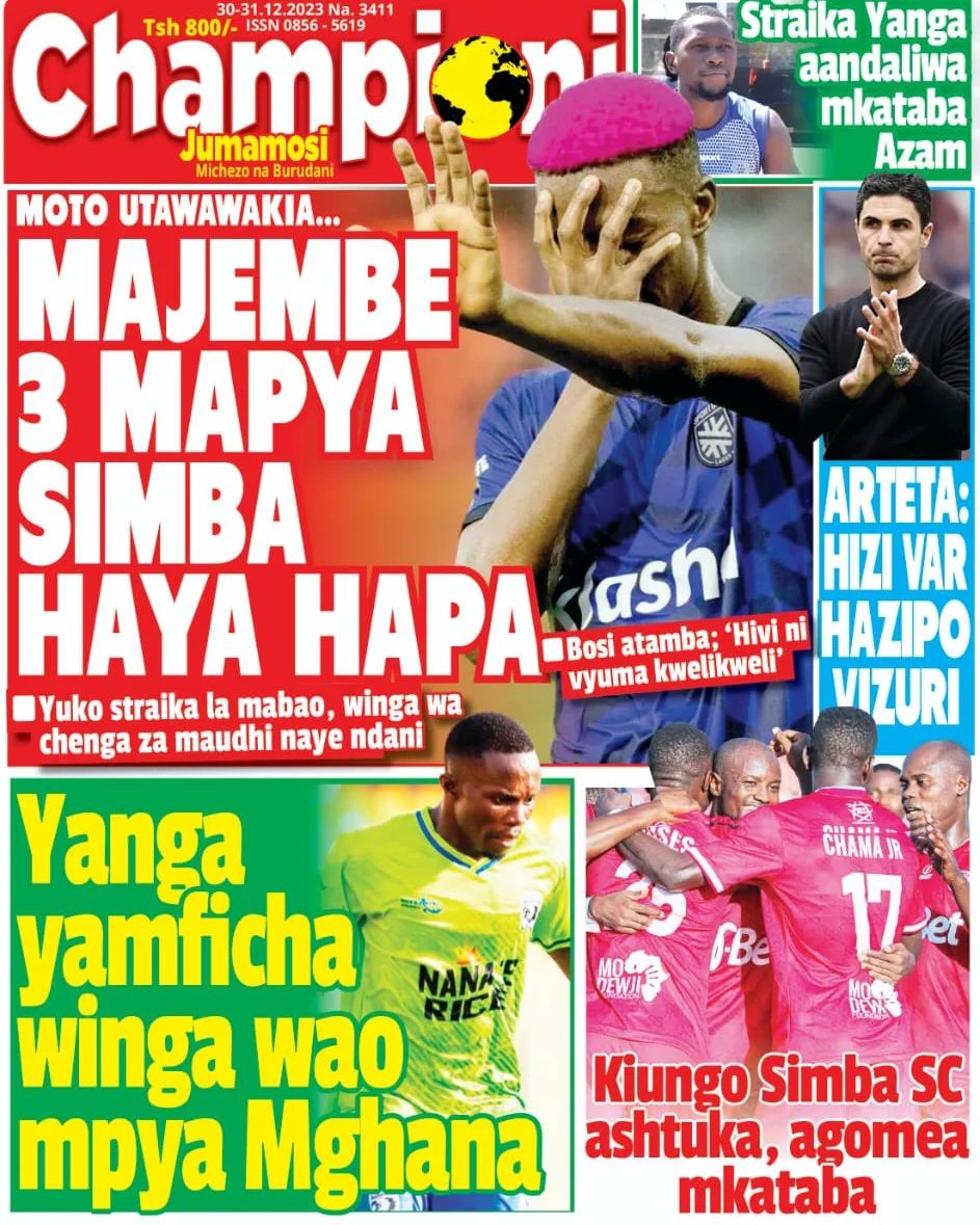 Globaltvonline_'s tweet photo. Ukurasa wa mbele gazeti la Championi Jumamosi, Desemba 30, 2023.
Pata nakala yako kwa muuza magazeti aliyekaribu yako au kwenye #GlobalAPP https://t.co/nCe1GM6ury