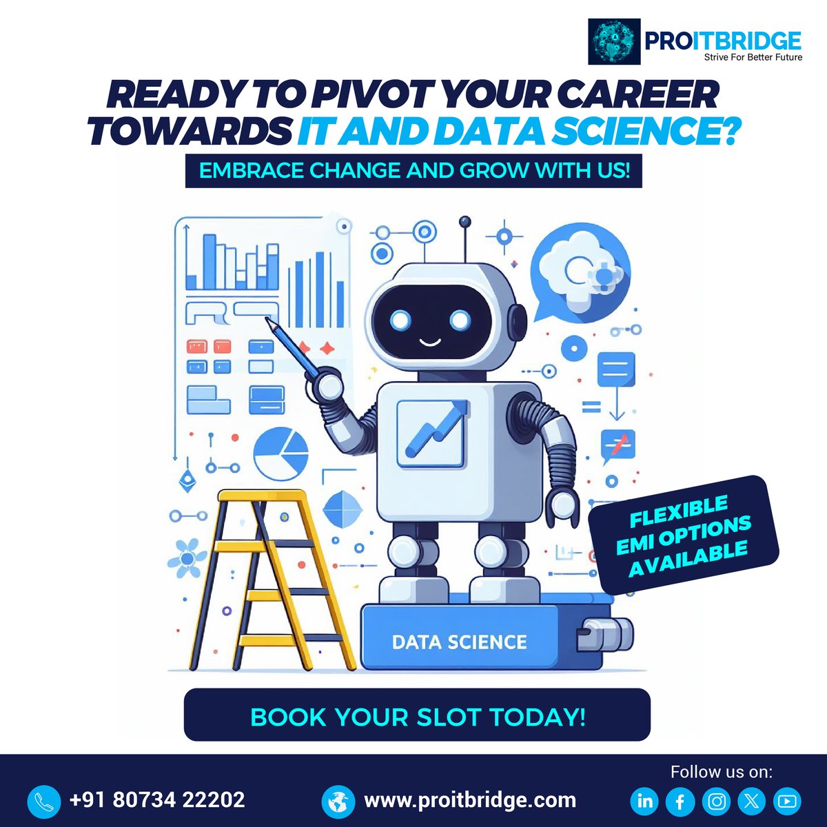 proitbridge's tweet photo. Transitioning careers can be daunting, but our specialized courses ensure a smooth shift towards IT and Data Science. Gain the expertise needed for these high-demand fields and seize new opportunities. Join us to make a successful career pivot! 🌐

✅Book your Free Demo https://t.co/zK8imdHeEa