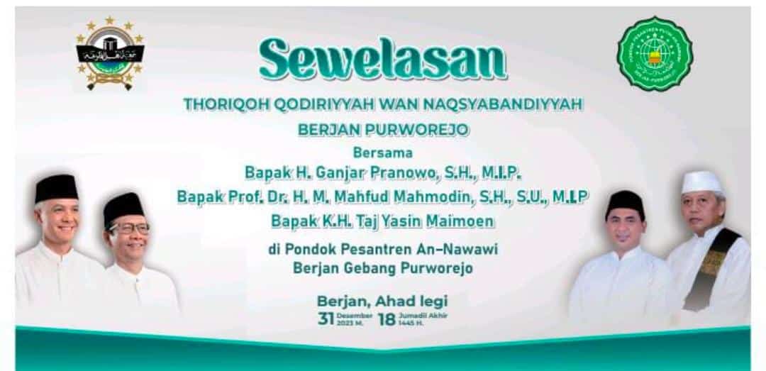 Monggo di rawuhi sewelasan thorikoh qodiriyyah wan naqsyabandiyah ponpes berjan purworejo
Bersama bpk ganjar pranowo