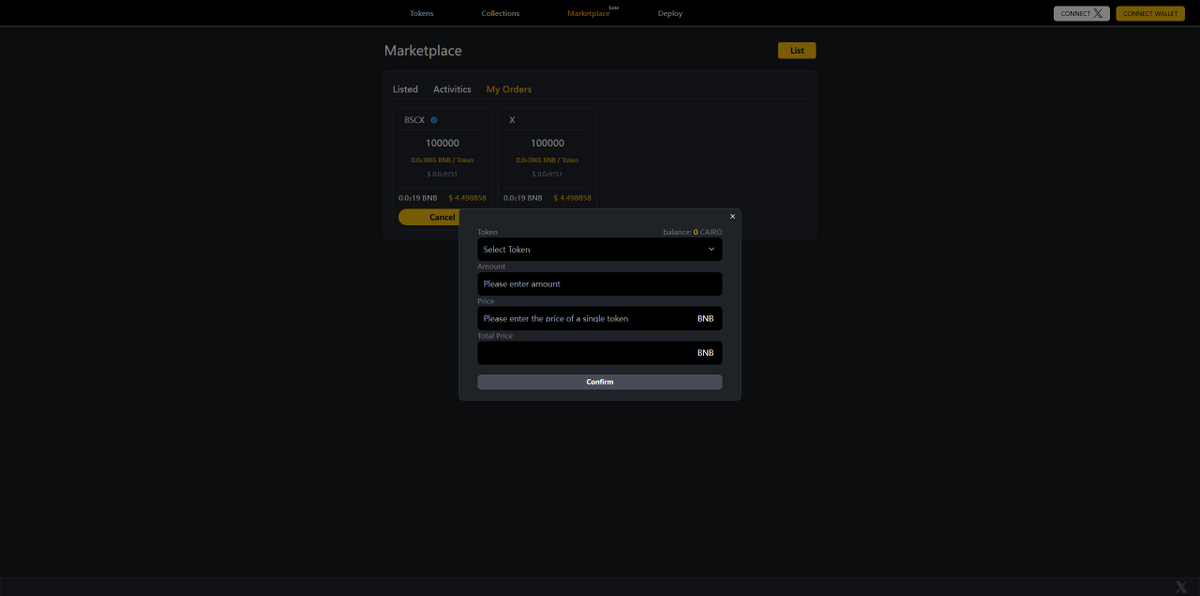 The BSCX Market Beta version, encompassing transactional functionalities, is currently under development and will be introduced to the community shortly.