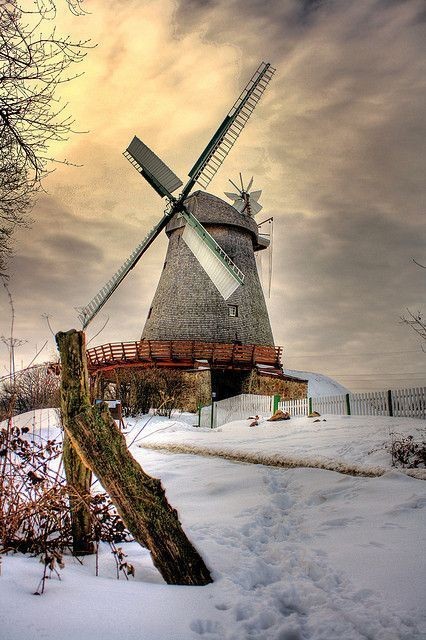 Good morning! 💛🩶 #photograghy #morning #Saturday #snow #windmill