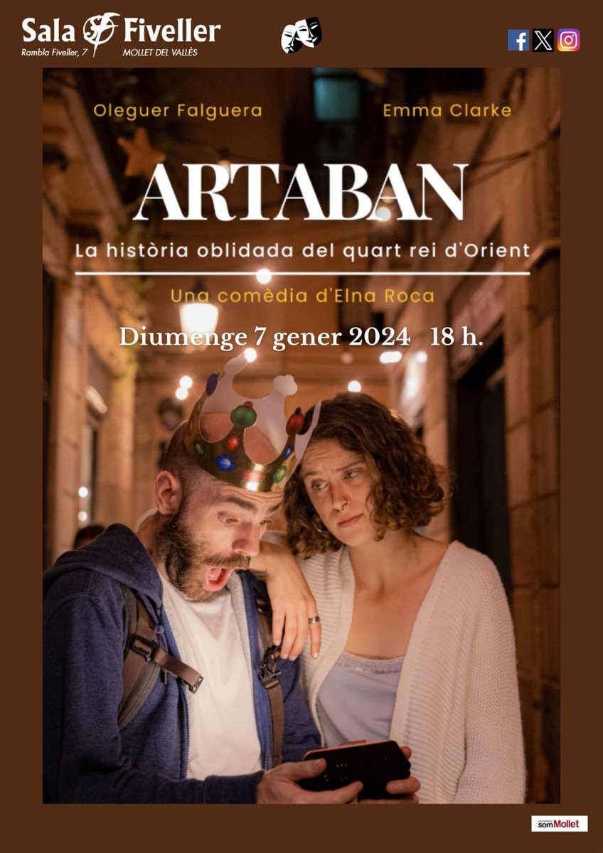 Diumenge 7 de gener a les 18h tornem al teatre amb "ARTABAN" (La història del quart rei d'orient). Una comèdia escrita per Elna Roca que no ens podem perdre.