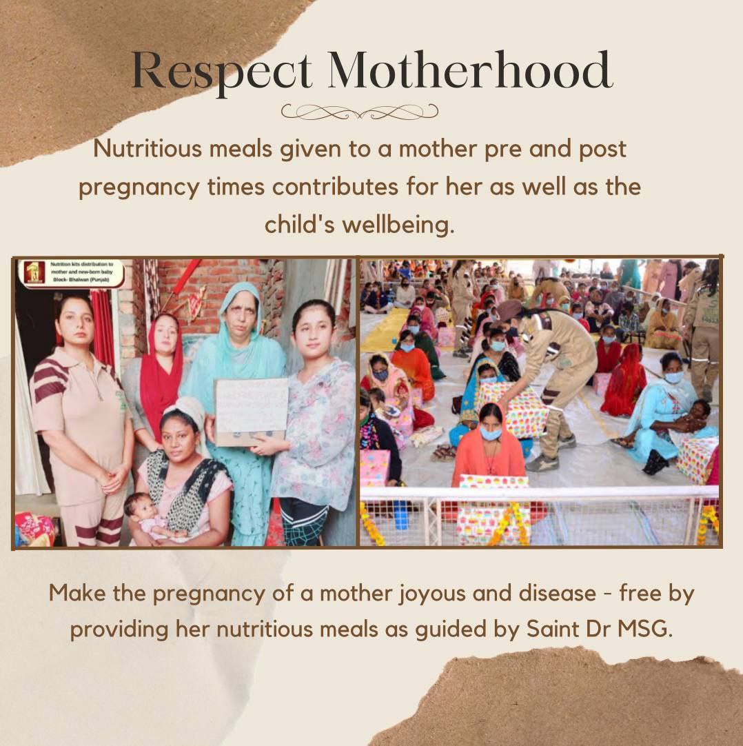 A pregnant woman needs a proper  nutritious diet, but due to financial problem they can't take proper diet in pregnancy.  Inspired by Ram Rahim, Dera Sacha Sauda followers supply food to pregnant women, To keep both mother and child healthy.#RespectMotherhood