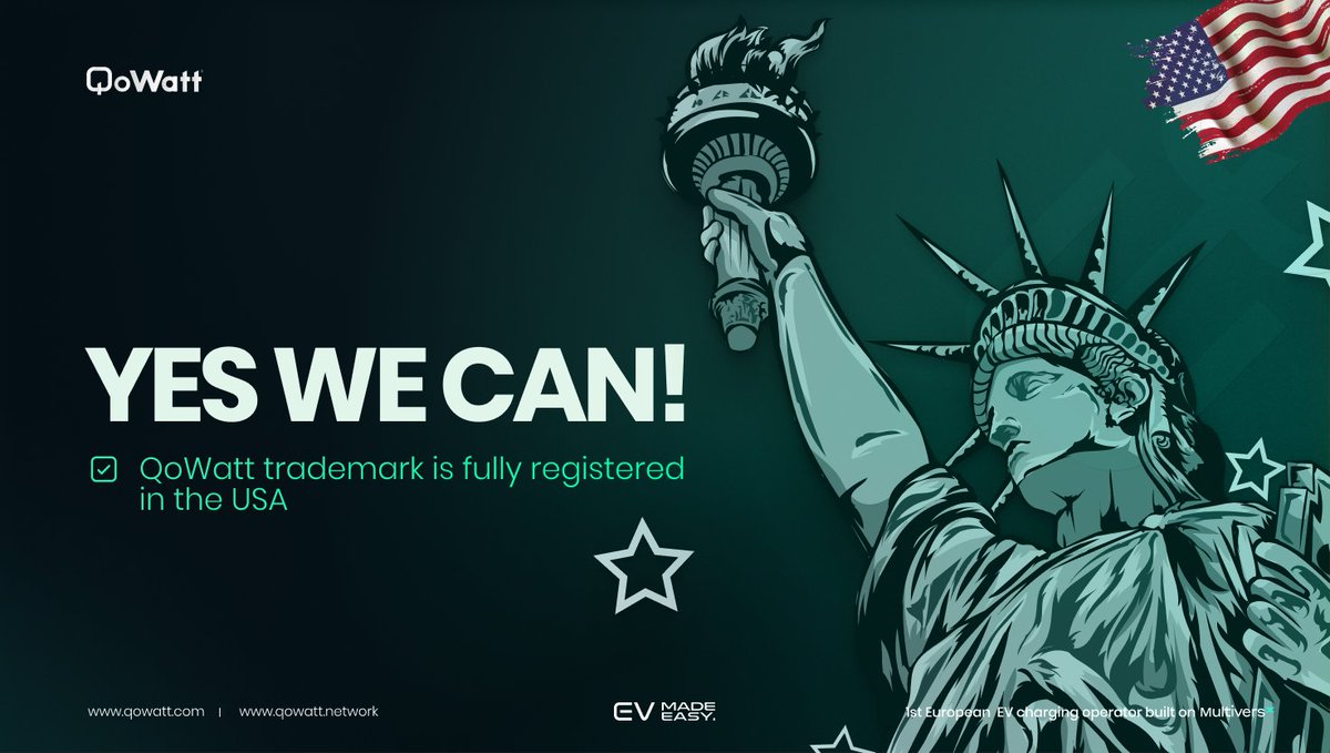 YES WE CAN! 🇺🇸

After 18 months of work, QoWatt is protected &amp; authorised to use its trademarks in the United States.

The approval of QoWatt's brands by the United States of America launches hostilities for the electric conquest of the American dream.

🔗medium.com/qowatt/yes-we-…