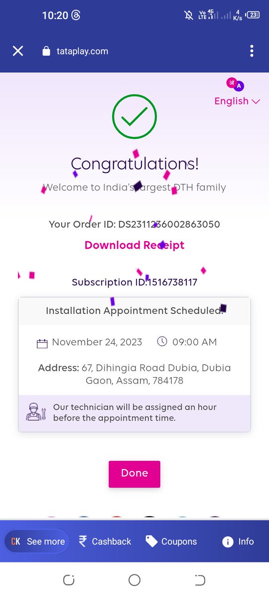 Jayantadihingi0's tweet photo. My New Tatapaly  connection online booking For UPI,But Register mobile number not available, do not cancel my self Tata play app  or website &amp; contact for Tata play toll free number and customer support will be help us cancellation but not solve
@TataPlayin
#Tatapaly https://t.co/08w5KvXgrm