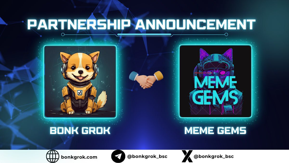 MEMEGEMS_X's tweet photo. PARTNERSHIP

🐕BONK GROK X MEME GEMS

🐕Bonk Grok is excited to announce MEME GEMS as our next partner. 

🔎 About BONK GROK: 

🐕 $BONKGROK - BEP20 token was created by people who saw the potential between BONK and GROK to become billionaires by investing in them. Now they will witness new synergies and bring wealth by offering $BONKGROK to real investors!

🐕 Information about NFTs and Presale : https://t.co/FjFDZLp3mo

🔎 About MEME GEMS 

MEME GEMS was established with the purpose of sharing knowledge and experience for everyone in the crypto market. In addition, MEME GEMS is also a media and marketing support unit for projects launched on Pinksale.
 
🤝 The cooperation between the two parties aims to promote and develop together in the future. Let's interact together and contribute a small part to the project. Boom 2024 🎆

🐕 All About Bonk Grok :
✅ Website: https://t.co/RoFaEi1Hca
🚀 Twitter: https://t.co/vLat2i9hfW
✅ Telegram: https://t.co/bzB4Uf9a7r

📏📏📏📏🌟📏📏📏📏

𝐌𝐞𝐦𝐞 𝐆𝐞𝐦𝐬 𝐂𝐨𝐦𝐦𝐮𝐧𝐢𝐭𝐲

🚀 Owner : @SinMemeGems
🧳Partnership Local: #1 Launchpad Pinksale 
https://t.co/UuLHWuOJjk

📱Chat : @Memegems_Chat
🔔Channel : @Memegems_Channel
🕊Twiter : https://t.co/4bVn8ONcWi
👍Tiktok: https://t.co/rp3SreV4LD
👑Private : https://t.co/sNIExGi1uM