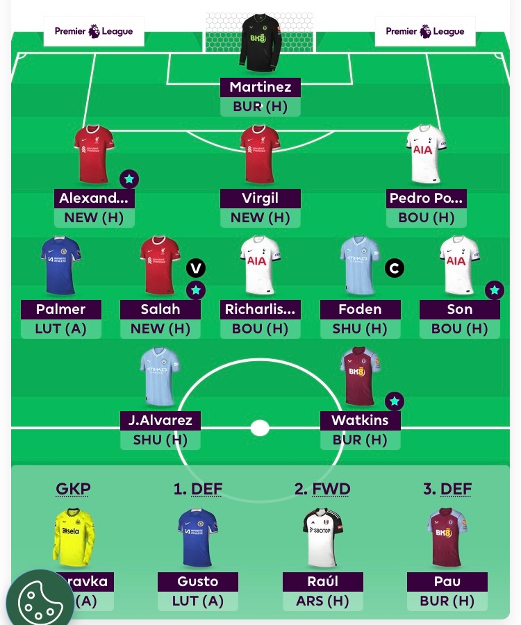 GW20 #FPL

Jumping on the possibility to captain Foden against SHU
Saka➡️Foden🧢
Rolling the other transfer

OR: 380k🌍
1.2m itb🏦

Good luck everybody, next up New Year!🥳

#FPLCommunity