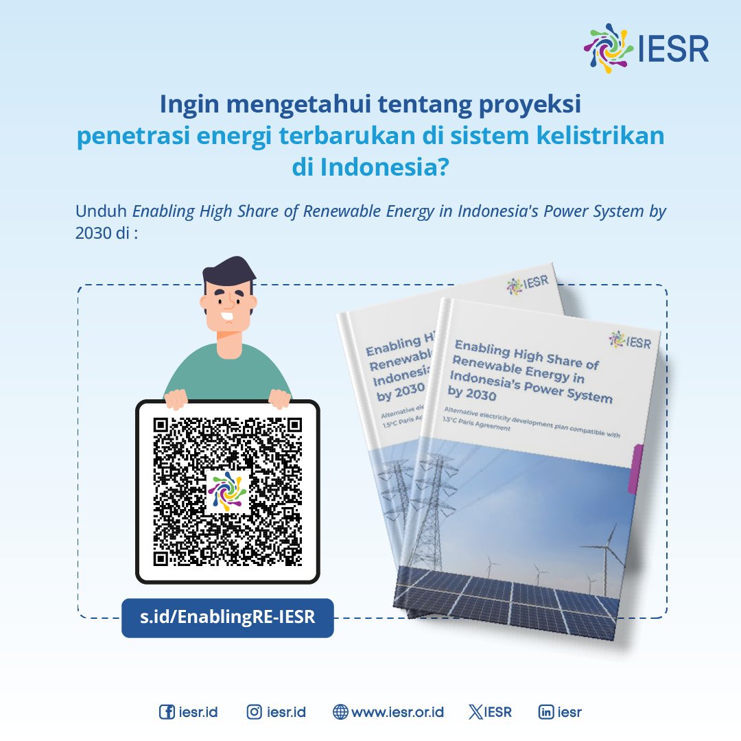 IESR's tweet photo. Sobat Essentials! Skema #PowerWheeling, yang memungkinkan transfer #listrik antar pengguna tanpa melalui jaringan distribusi, telah diusulkan kembali untuk dimasukkan ke dalam Rancangan Undang-Undang Energi Baru dan Terbarukan (#RUUEBET). Meskipun konsep ini telah mendapatkan perhatian positif karena potensinya untuk mendorong penetrasi #energiterbarukan, efisiensi #energi dan penggunaan sumber daya terbarukan, beberapa pihak mengkhawatirkan kompleksitas teknis dan keamanan. Untuk itu, penyusunan yang cermat dalam RUU EBET diperlukan untuk menetapkan kerangka regulasi yang kuat, memastikan transparansi, serta mencegah potensi penyalahgunaan yang dapat terjadi. Lantas bagaimana proyeksi penetrasi energi terbarukan di sistem kelistrikan di Indonesia? Unduh Enabling High Share of Renewable Energy in Indonesia's Power System by 2030 di https://t.co/gtOE6zwMDw 🍀⚡
