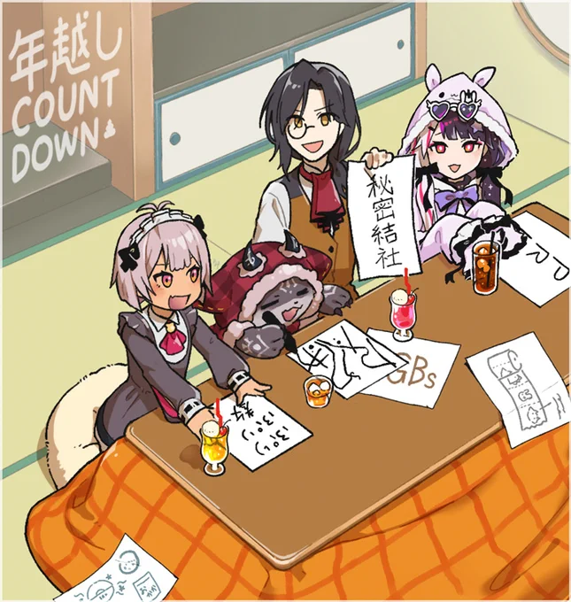 年末が近いということはPXP団名付けから1年経つということか
#PXP団
#でびるさまにささげるえ 
#れなの鳥っくあーと
#シェリンの証拠品
#マオのお絵描き帳 