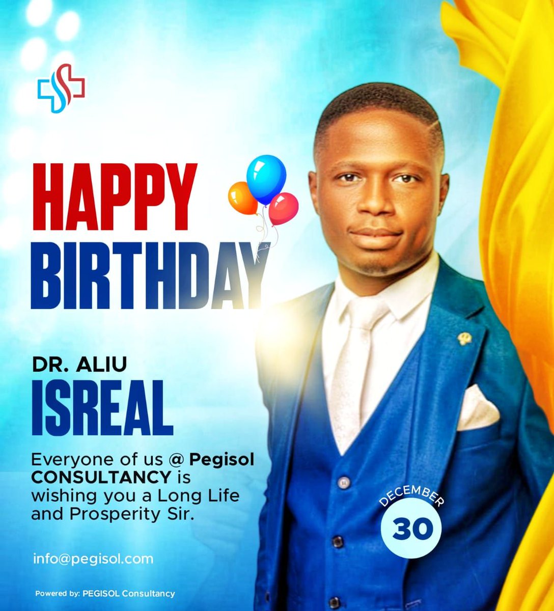 Happy birthday  <a href="/AliuIsrael1/">Dr. Aliu Israel</a>  More wins. Thank you the Quality mentorship  at PEGISOL Consultancy. 
<a href="/YmlsfNigeria/">YMLSF NIGERIA</a>