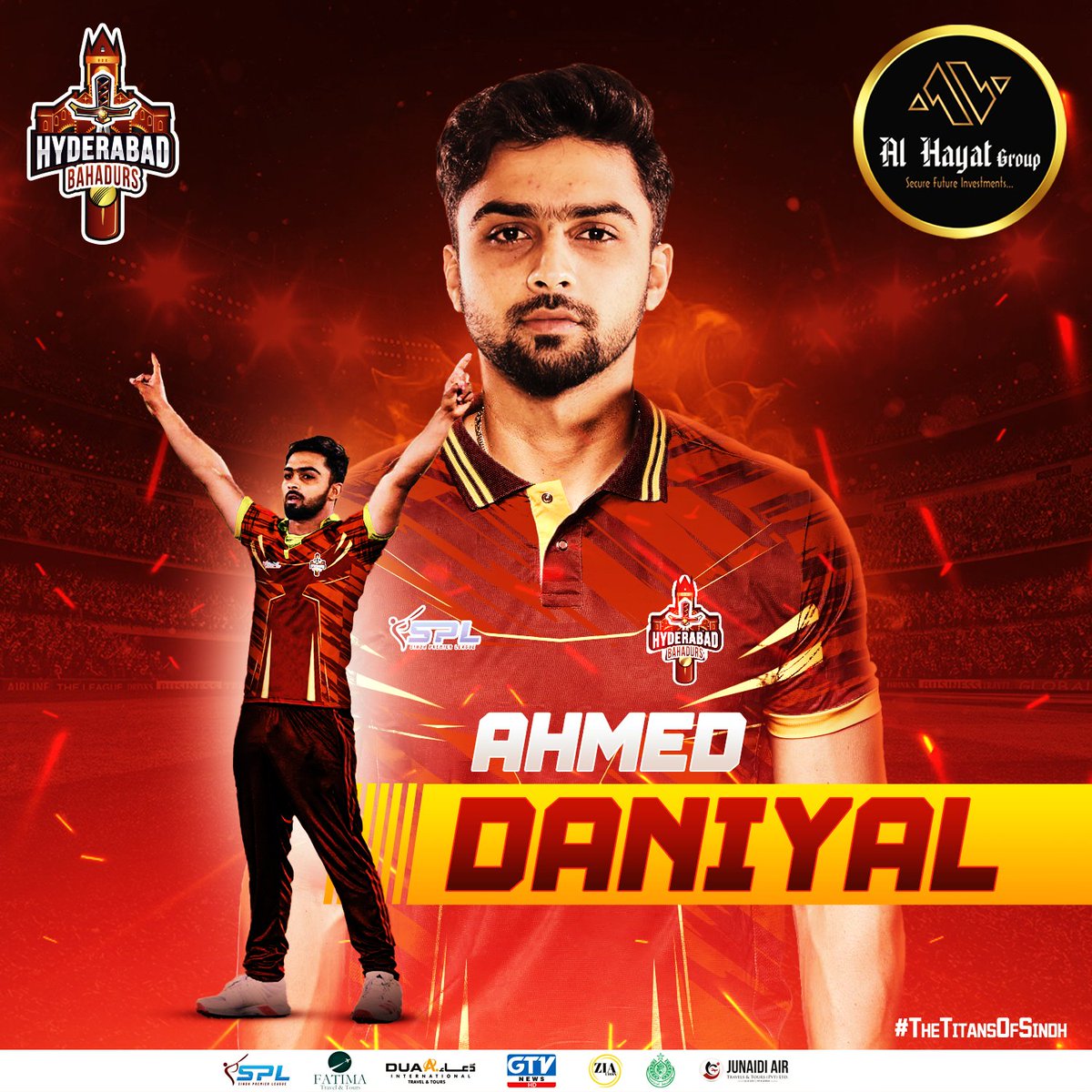 Ahmed Daniyal will be donning Hyderabad Bahadurs colors in #SindhPremierLeague 

#TitansOfSindh | #AlHayatGroup | #SPL