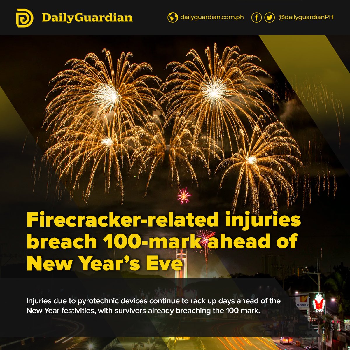 More than a hundred Filipinos have suffered firecracker-related injuries in just over a week, the Department of Health (DOH) said on Saturday. facebook.com/share/p/X62joR…