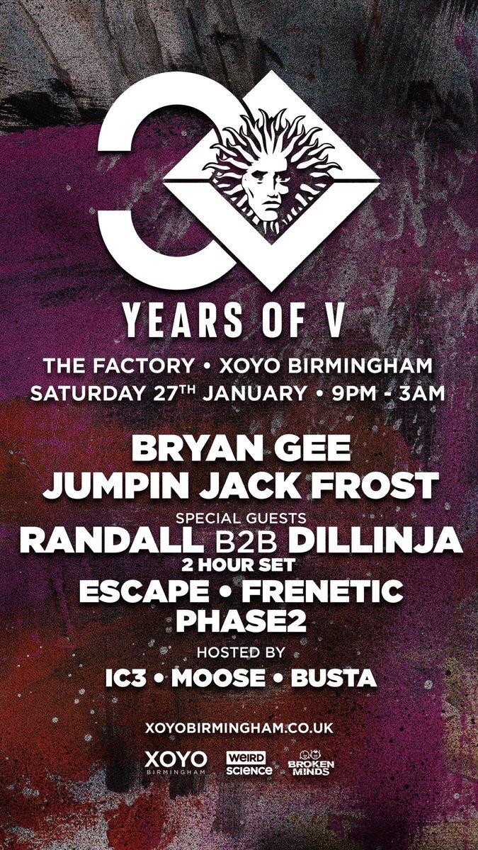 bryan gee (@vforever) on Twitter photo We hitting <a href="/XOYOBirmingham/">XOYO BIRMINGHAM</a> for our next 30 years of V celebration …
👀 Saturday 27th January
Get you Tickets now - skiddle.com/whats-on/Birmi…—Birmingham/37132237/ We hitting <a href="/XOYOBirmingham/">XOYO BIRMINGHAM</a> for our next 30 years of V celebration …
👀 Saturday 27th January
Get you Tickets now - skiddle.com/whats-on/Birmi…—Birmingham/37132237/