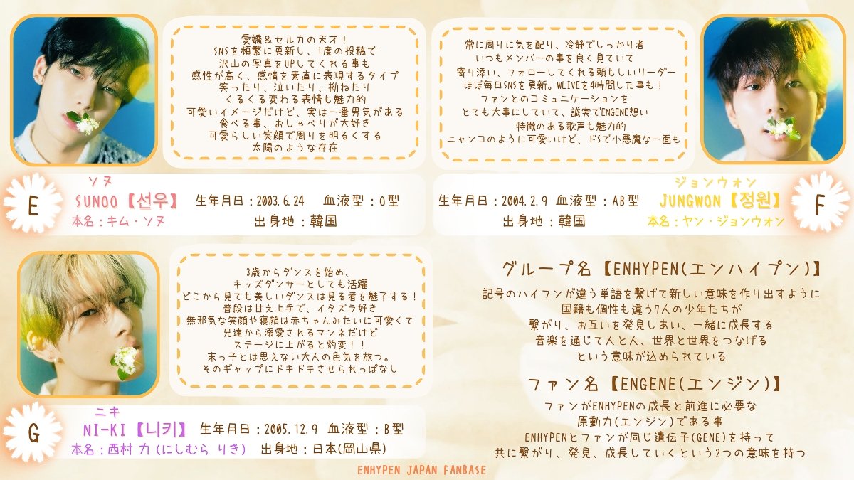 ENHYPEN_JPFB's tweet photo. 📣#ENHYPEN ってこんなグループ🌸

#レコード大賞 で『特別国際音楽賞』を受賞した
#エンハイプン が気になった方.ᐟ

圧巻のパフォーマンスと個性豊かなキャラクターが大注目の7人組です𖤐

ぜひ画像から推し候補を見つけて下さい♡

オススメ動画はリプに繋いでいます⬇️

@ENHYPEN @ENHYPEN_members https://t.co/e0LDga9tXJ