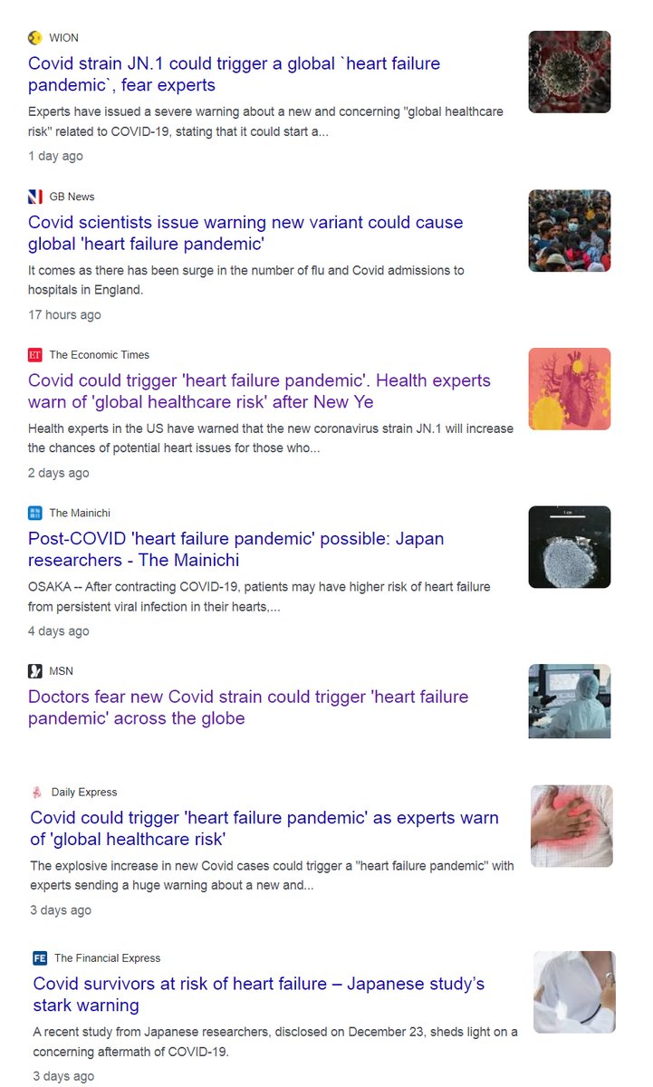 'Doctors fear new COVID strain could trigger 'heart failure pandemic' across the globe'

I thought it was 1 dumb article. It's dozens.
I don't like what's being telegraphed

If you're COVID-19 mRNA Vaccinated, get yourself some Ivermectin, HCQ, Zinc, Quercetin, etc, Immediately!