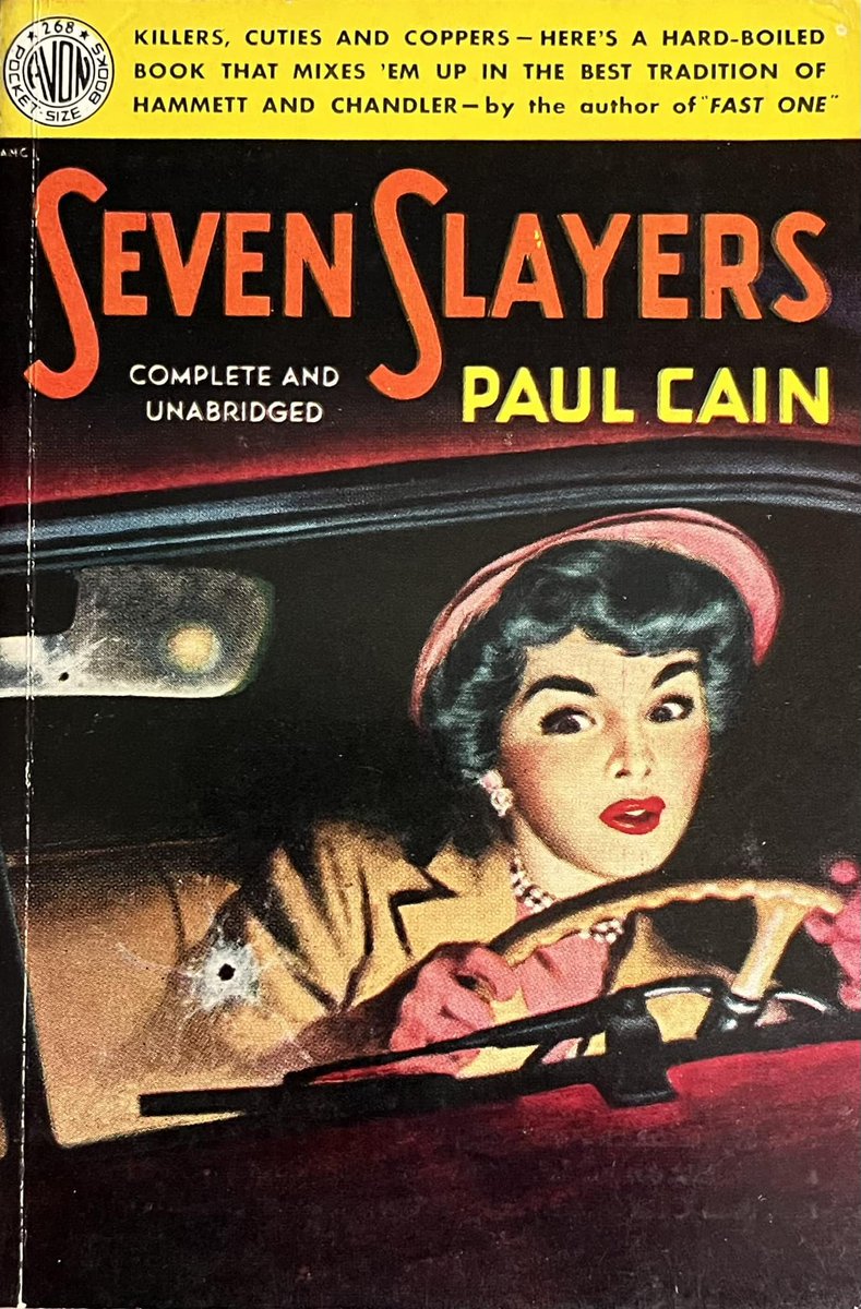 wilsongullis's tweet photo. Seven Slayers by Paul Cain (George Caryl Sims) (Avon 268, 1950). #SevenSlayers #PaulCain #1950s #vintage #Paperback #books #book #AvonBook #AvonBooks #CrimeFiction #MYSTERY #thriller #thrillerbooks #vintagepaperback #coverart #artwork #vintagepaperbacks https://t.co/P0Hwz7ZRuj