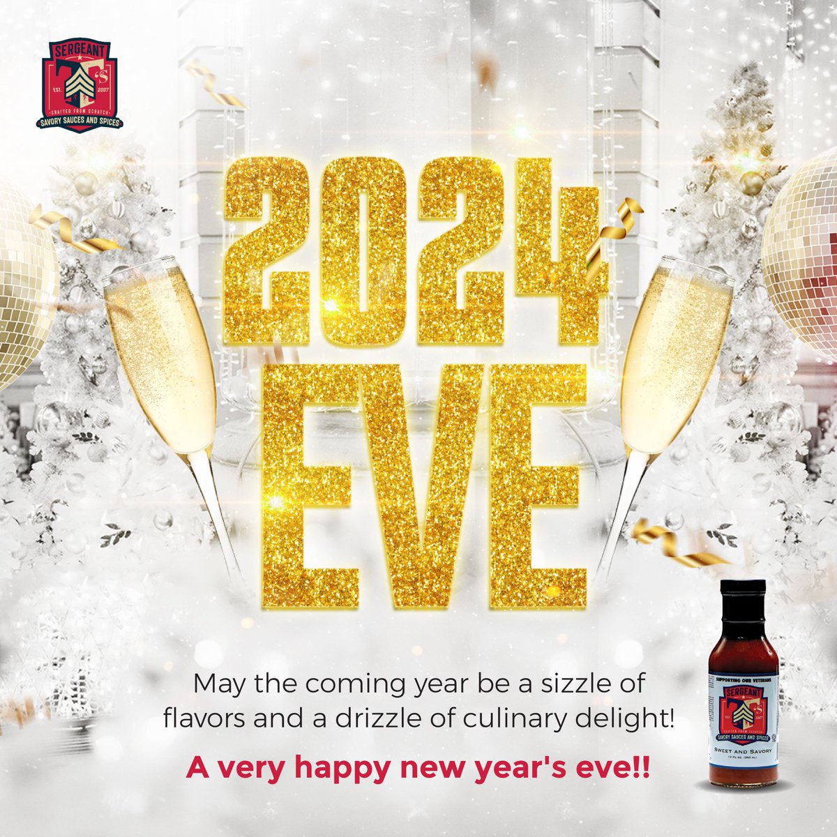 SergeantTsSauce's tweet photo. 🌟✨ Cheers to New Beginnings! 🥂🎉

 As the clock ticks closer to midnight, let's raise a glass and toast to the adventures that await in the coming year! 🍾🎆 And what better way to celebrate than with the unforgettable flavors of Sergeant T's Sauce? 
#goodbye2023 #partytime https://t.co/CxlKqxzolP