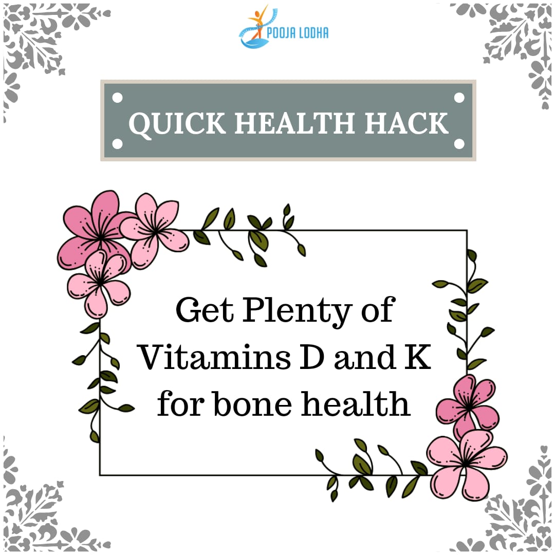 Vitamin D and vitamin K are important for building strong bones. Vitamin D helps your body absorb calcium. 
 #nutrition #nutritionist #diabetes #bmi #healthybones #diabeteseducator #t1d #tip #tips #pune #food #punefood #diet #dietplan #vitamin #calcium #vitamind #vitamink
