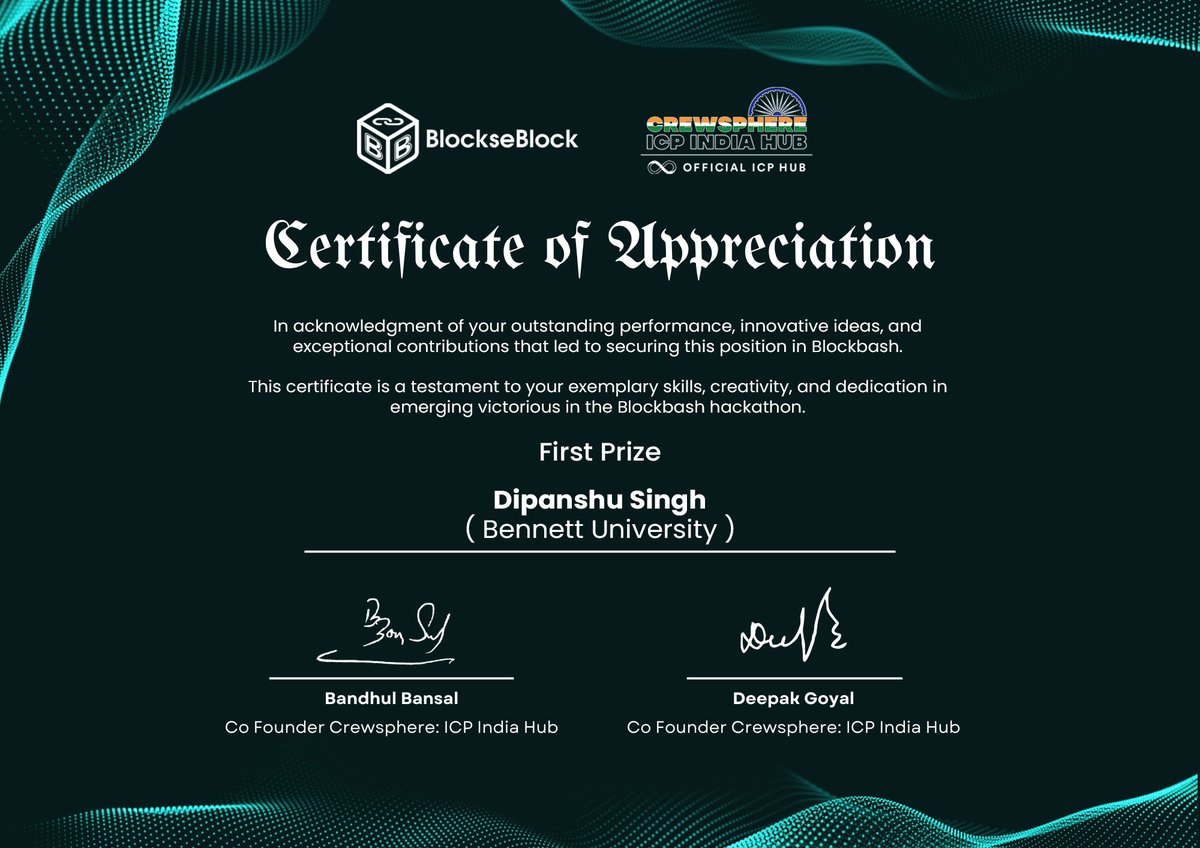 dipanshuhappy's tweet image. Grateful for this !  @CrewsphereIN 

#ICPhubs #BlockBash #BuildonICP
