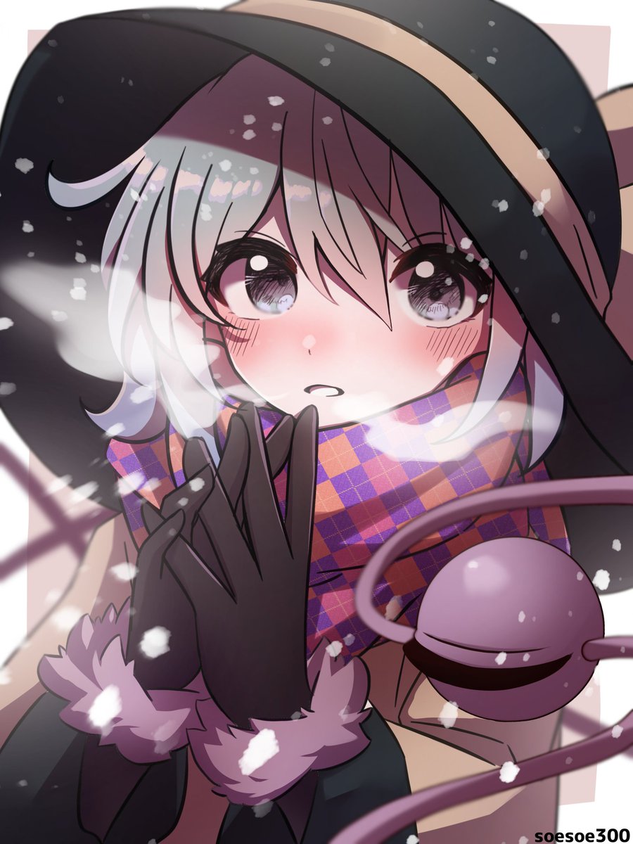 komeiji koishi 1girl solo hat scarf third eye gloves black headwear  illustration images