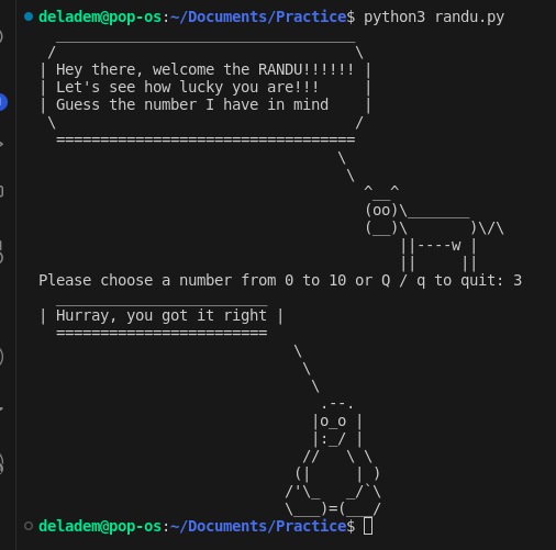 DelademWisdom's tweet image. “🎉🐍 I just created a fun Python game that challenges you to guess a random number between 0 and 10! 
Can you guess the number I’m thinking of? 
Download the game from my GitHub repository: github.com/DelademWisdom/…
Tag and Share🥰
#Python #buildinpublic #CodingGame #FunWithPython