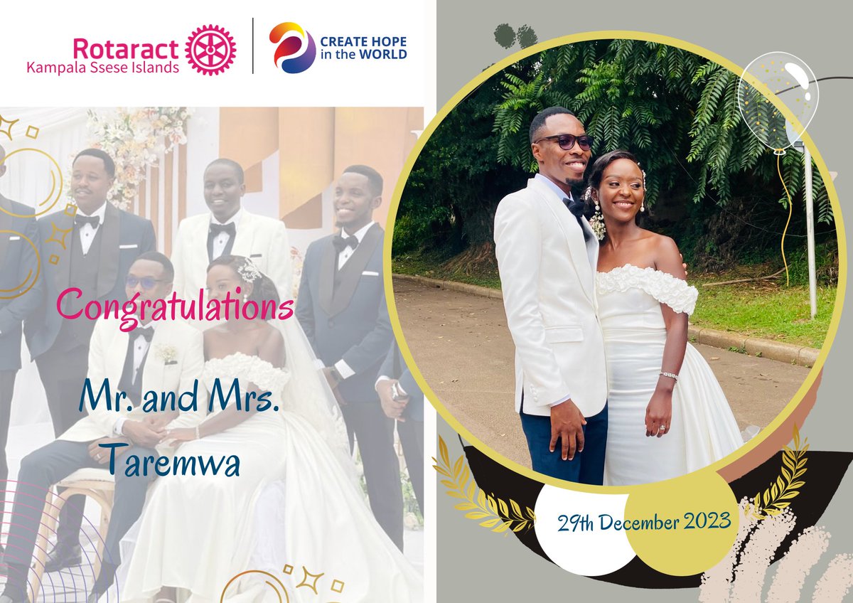 RctKlaSsese1's tweet photo. Congratulations on your wedding Mr.& Mrs. Taremwa ! Wishing you a lifetime filled with love, joy, and beautiful moments together. Cheers to the start of your incredible journey as a married couple!
#SailorsCreatingHope https://t.co/ujhiOKUoc5