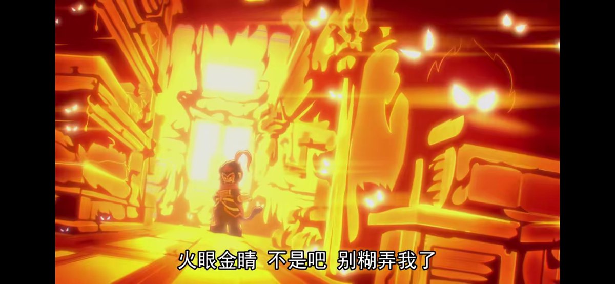 wuliaowanjia's tweet image. A detail that I really like. In jttw's metaphor, macaque is the dark side of swk. So every time mk's mood wavers, macaque will come out to cause trouble. MK said golden vision is a baby skill, but golden vision can see through all evil. He uses this to defeat macaque every time