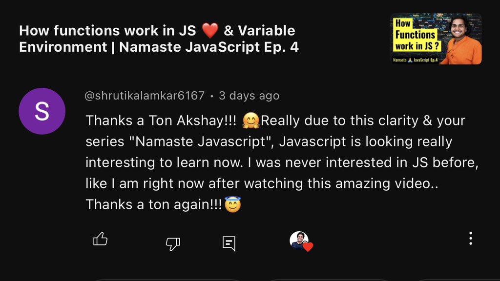 akshaymarch7's tweet image. It’s a great achievement for a teacher, if you students start getting interested in the subject.
Super proud 😇♥️
#namastejavascript