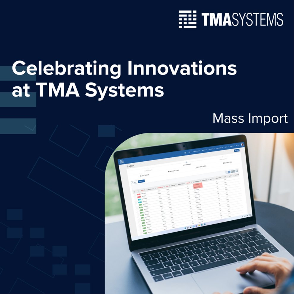 TMA_Systems's tweet image. WebTMA&apos;s Mass Import Tool transforms the way you handle data. Ensure that your enterprise data aligns with your systems, saving you time and effort while optimizing facility management.

Learn More: hubs.ly/Q02dXGf80 

#Innovation #TMASystems #WebTMA #MassImport