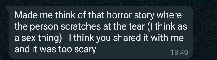 MiseryVulture's tweet photo. Reminder that my first ever horror story, Pastime, can be found reprinted among all the other treasures in this here hole. A friend recently struggled to remember the story thus, which I think sums it up well. https://t.co/2iTREZFTZN