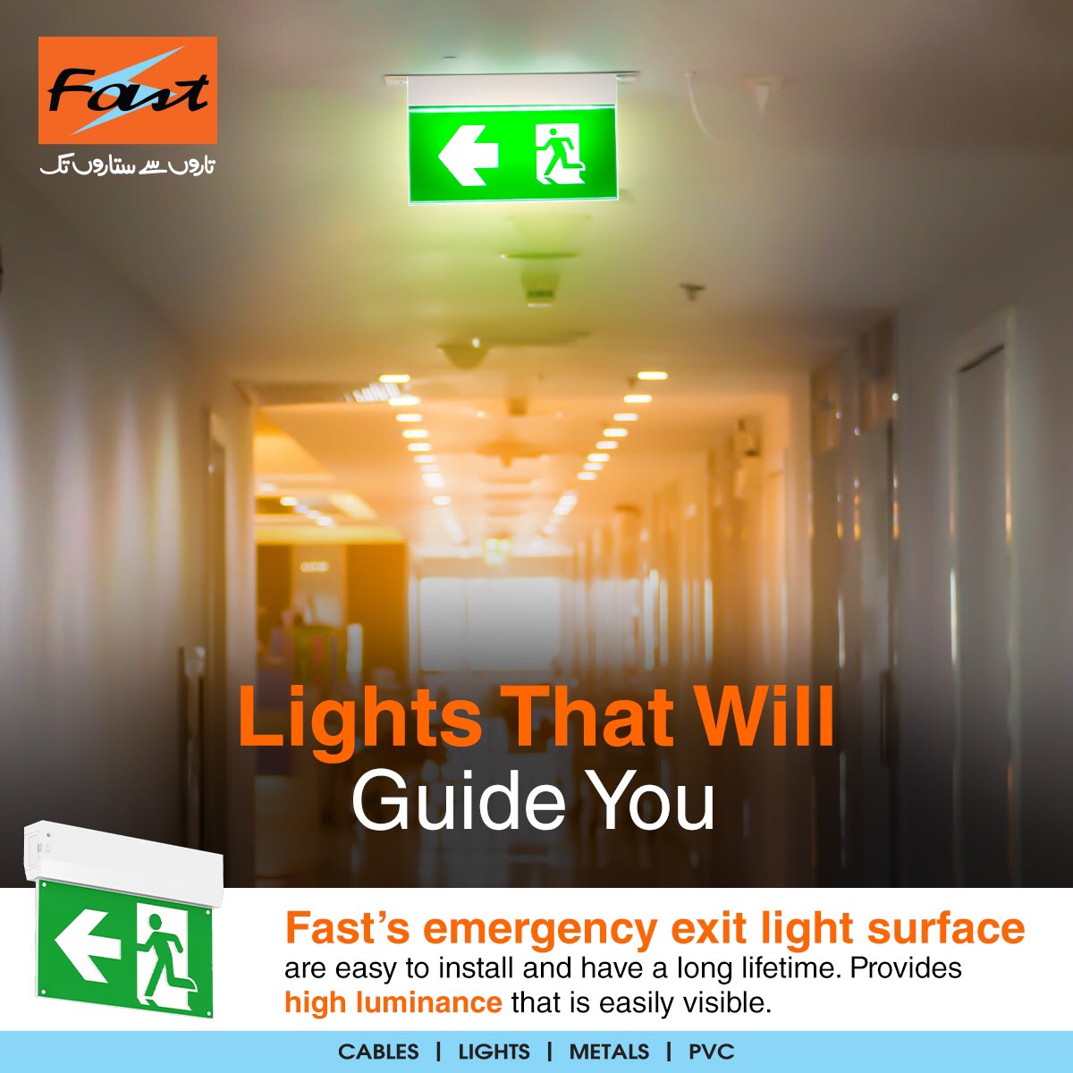 FastCablesLtd's tweet image. Fast’s Emergency Exit lights are easy to install and come in a compact and decorative design. With its easily replaceable pictogram legends, these lights can be used in multiple areas.

#EmergencyExitLight  #FastLights #TaroonSeSitaroonTak #FastCables