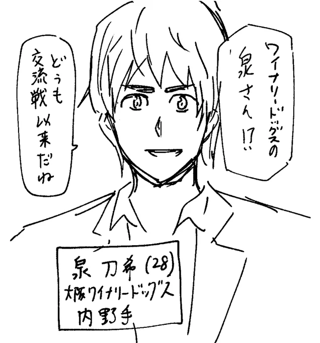 ←今年モーターサンズにFA移籍してきた三条選手の初期デザインです。名前も「泉」で大阪のチームに所属していました。
→最終的な三条選手のデザインです。 