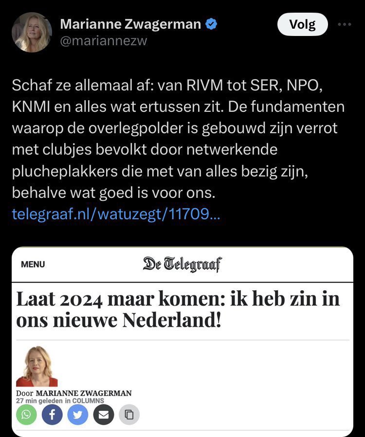 Dit screenshot gaat rond in mijn TL en het maakt me verdrietig. Het is namelijk exemplarisch voor de negatieve spiraal waar we in zitten…

Het organiseren van onze samenleving (aka ‘de overheid’) is hartstikke ingewikkeld en ‘we’ zijn dat te lang en te veel binnenskamers gaan